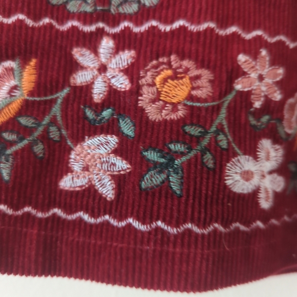 Blu pepper mini skirt women's size small lined embroidered corduroy red - Picture 3 of 6